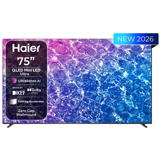 Haier 36200145 Serie M92 Televisore QD-Mini LED 4K UHD 75'' 144 Hz Google TV Dolby Atmos colore Nero