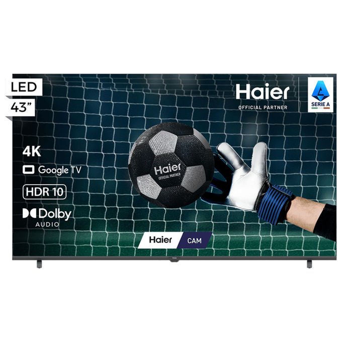 Haier 36200160 Serie K85 Smart TV LED 43'' 4K UHD Google TV HDR10 Dolby Audio HDMI 2.1 x4 colore Nero