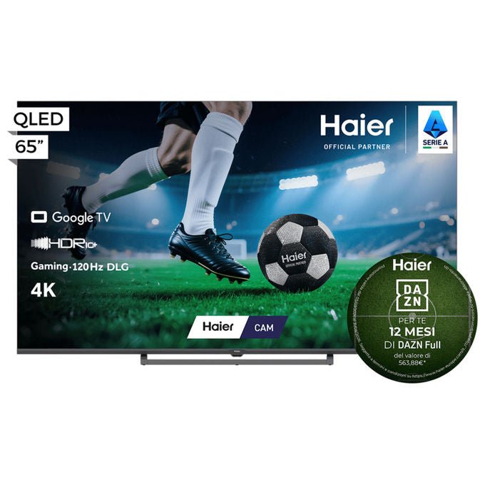 Haier 36200163 Serie S80 Smart TV QLED 65'' 4K UHD Google TV HDR10+ Dolby Audio HDMI 2.1 x4 Bluetooth 5.1 colore Nero