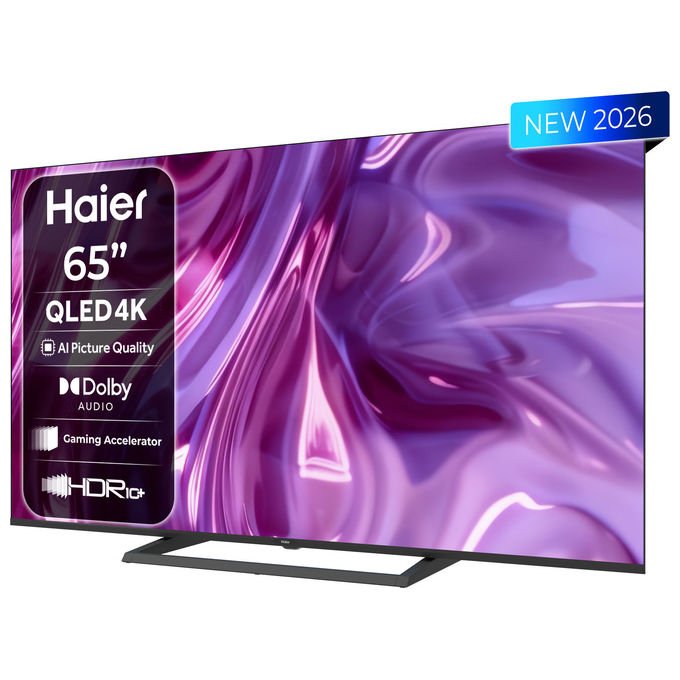 Haier 36200163 Serie S80 Smart TV QLED 65'' 4K UHD Google TV HDR10+ Dolby Audio HDMI 2.1 x4 Bluetooth 5.1 colore Nero