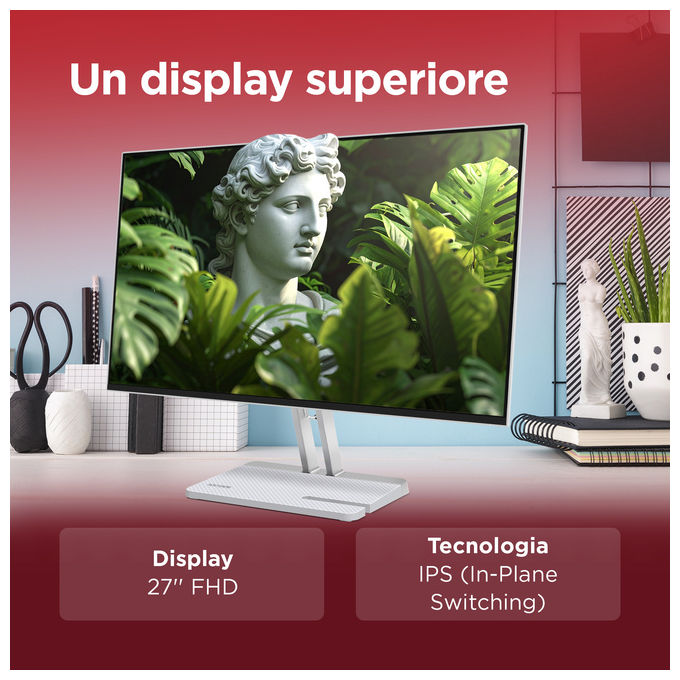 Lenovo 67DEKAC1IT L27-4C Monitor 27'' IPS FHD 1920x1080 144Hz 1ms MPRT AMD FreeSync Altoparlanti Integrati colore Cloud Grey