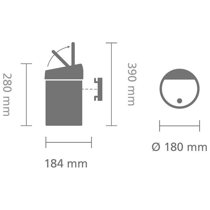Brabantia 364488 Touch Bin Cestino Portarotoli 3 Litri Apertura Soft-touch e Montaggio a Parete colore Bianco