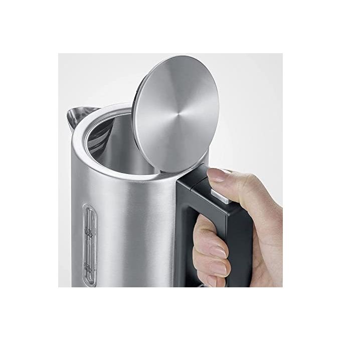 Severin WK 3647 Set di Bollitore da Viaggio con 2 Tazze in Plastica e 2 Cucchiai in Acciaio Inox Spazzolato-Nero