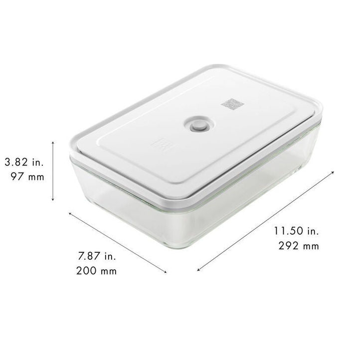Zwilling 36803-000-0 FRESH and SAVE Scatola Rettangolare 2,85 L in Vetro Sottovuoto con Coperchio in Plastica colore Grigio Trasparente