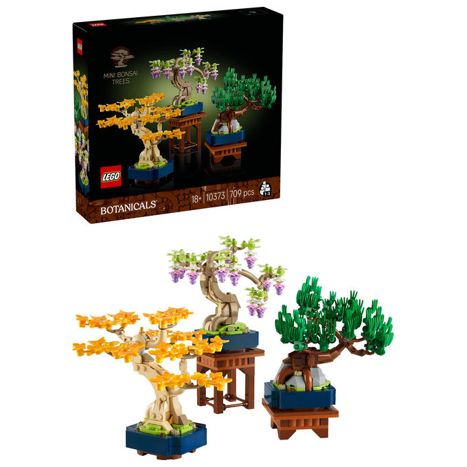 Lego 10373 Botanicals Mini Bonsai Set da Costruzione 3 Piante Artificiali con Foglie Intercambiabili e 2 Espositori colore Multicolore