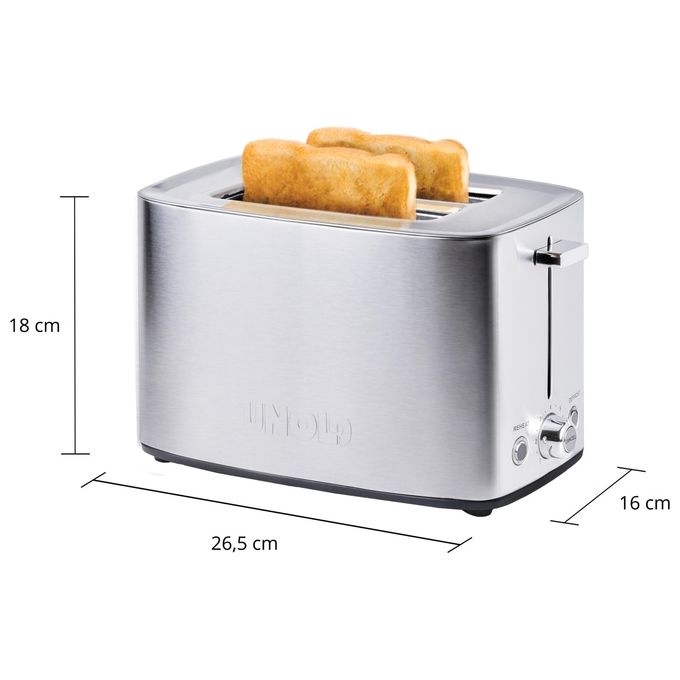 Unold 38216 Thommy Tostapane 2 fette 850 W Acciaio inox fessura extra large vassoio briciole rimovibile colore Acciaio inox