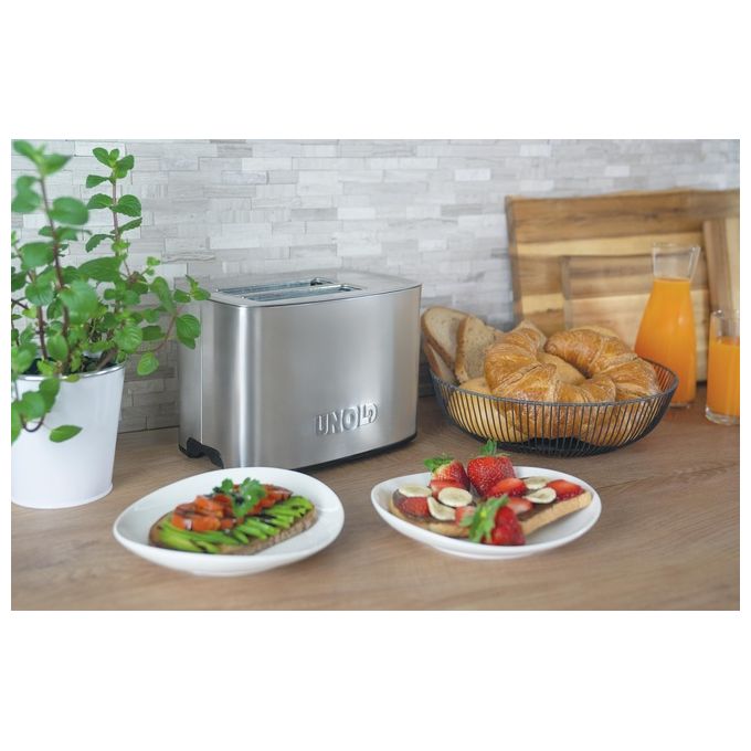 Unold 38216 Thommy Tostapane 2 fette 850 W Acciaio inox fessura extra large vassoio briciole rimovibile colore Acciaio inox