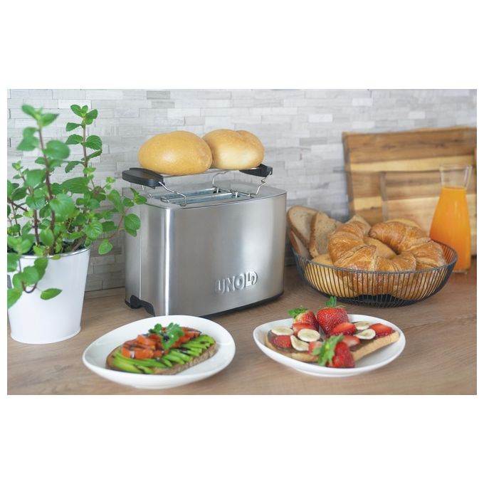 Unold 38216 Thommy Tostapane 2 fette 850 W Acciaio inox fessura extra large vassoio briciole rimovibile colore Acciaio inox
