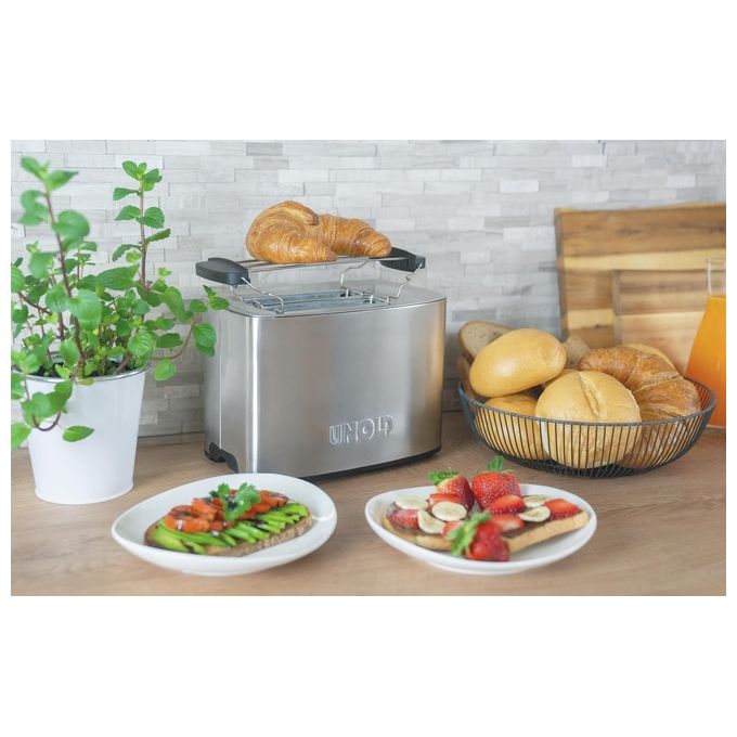 Unold 38216 Thommy Tostapane 2 fette 850 W Acciaio inox fessura extra large vassoio briciole rimovibile colore Acciaio inox