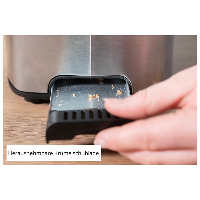Unold 38216 Thommy Tostapane 2 fette 850 W Acciaio inox fessura extra large vassoio briciole rimovibile colore Acciaio inox