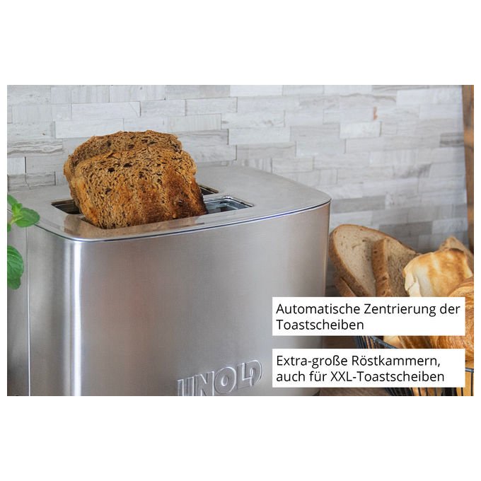Unold 38216 Thommy Tostapane 2 fette 850 W Acciaio inox fessura extra large vassoio briciole rimovibile colore Acciaio inox