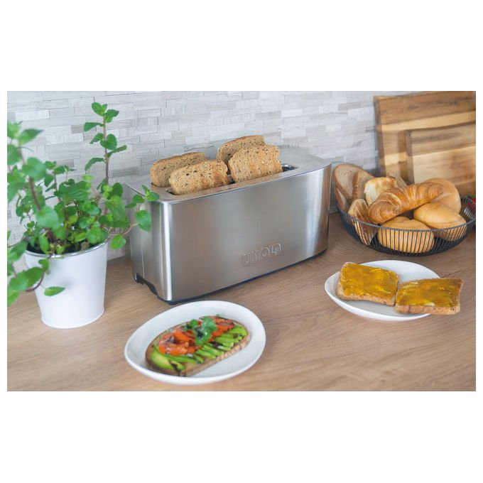 Unold 38266 Tom Tostapane 4 fette Acciaio inossidabile Funzione scongelamento Funzione riscaldamento 7 livelli tostatura Potenza 1400 W colore Acciaio inossidabile