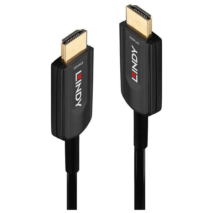 Lindy 38381 Cavo HDMI 8K60 Ultra High Speed Ibrido in Fibra 15 m HDMI 2.1 48 Gbit-s colore Nero