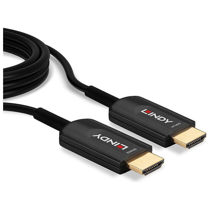 Lindy 38381 Cavo HDMI 8K60 Ultra High Speed Ibrido in Fibra 15 m HDMI 2.1 48 Gbit-s colore Nero
