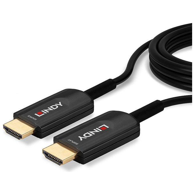 Lindy 38381 Cavo HDMI 8K60 Ultra High Speed Ibrido in Fibra 15 m HDMI 2.1 48 Gbit-s colore Nero
