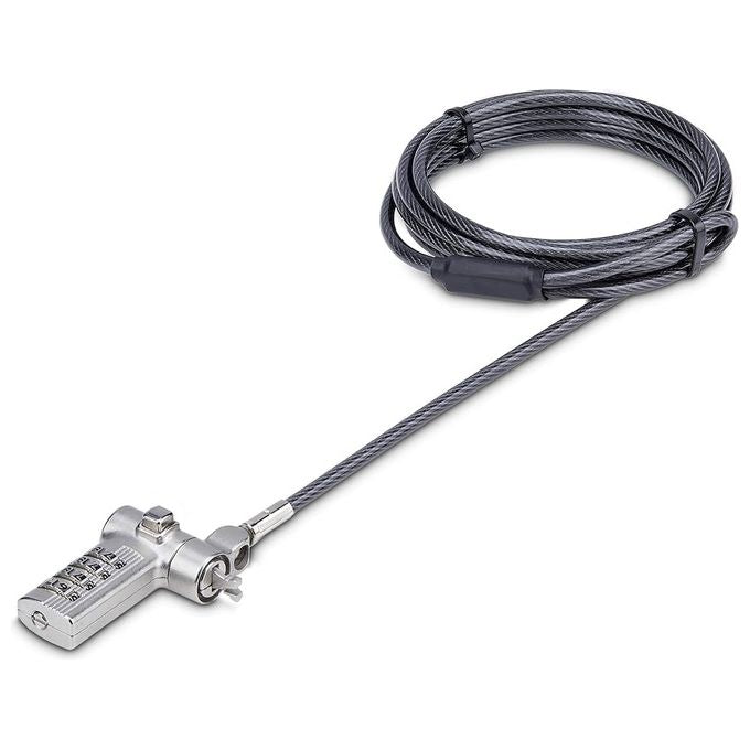 StarTech.com UNIVC4D-LAPTOP-LOCK Cavo di Sicurezza Universale per Laptop 2 m Blocco a Combinazione Senza Chiave Acciaio Resistente al Taglio 4.4 mm Spessore 91.6 Kg Forza di Rottura colore Nero Argento