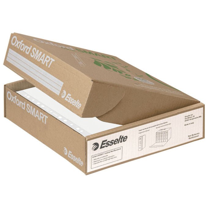 Esselte 397850504 OXFORD GREEN SMART Buste a Perforazione Universale 100% Riciclate Formato 22x30 cm con Banda 11 Fori colore Verde