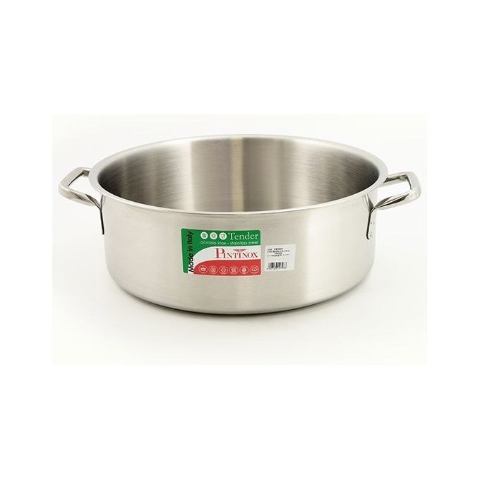 Casseruola bassa per induzione con 2 manici in acciaio inox Diametro 40 cm
