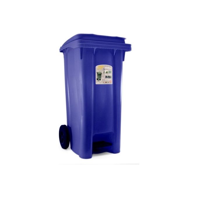Bidone Carrello con pedale Blu Traffico Lt 120