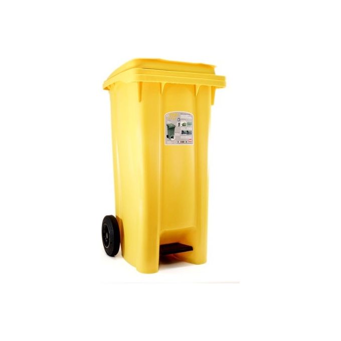 Bidone Carrello spazzatura con pedale Giallo lt.120
