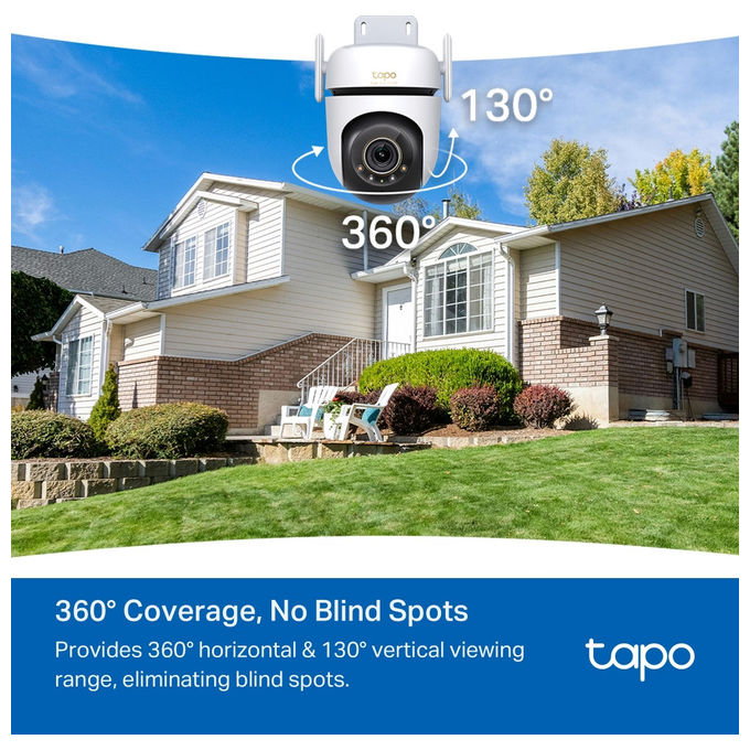 TP-Link TAPO C530WS Telecamera di Sicurezza IP Esterna con Risoluzione 3K 5MP Angolo di Visione 360° Audio Bidirezionale e Visione Notturna a Colori colore Bianco