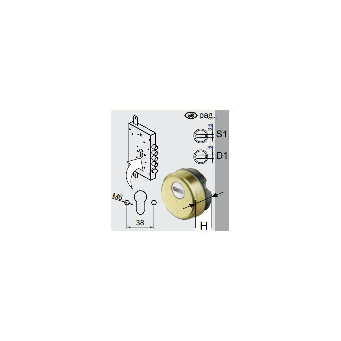 Disec Bd200 Serratura Defender Monolito Sf Ottonato Lucido 25mm