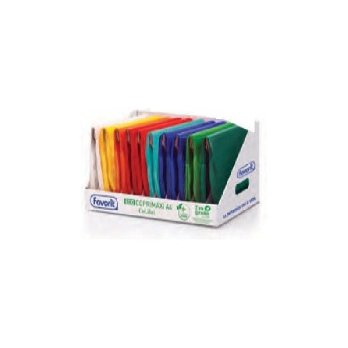 Favorit coprimaxi Colibri laccati A4, 300 pz, eco-polietilene bio-based 180 my, tasche interne, portanome, colori assortiti