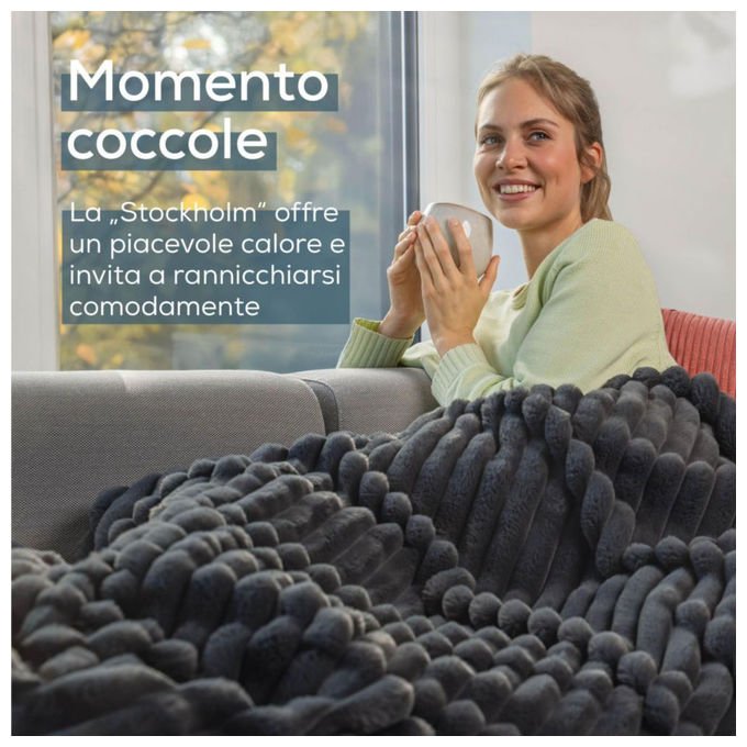 Beurer 40051 HD 82 Stockholm Coperta Termica 6 Livelli di Temperatura Spegnimento Automatico Protezione Surriscaldamento 130x180 cm colore Grigio