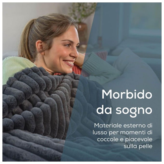 Beurer 40051 HD 82 Stockholm Coperta Termica 6 Livelli di Temperatura Spegnimento Automatico Protezione Surriscaldamento 130x180 cm colore Grigio