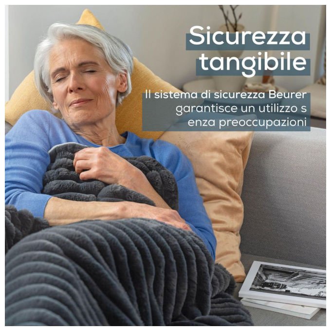 Beurer 40051 HD 82 Stockholm Coperta Termica 6 Livelli di Temperatura Spegnimento Automatico Protezione Surriscaldamento 130x180 cm colore Grigio