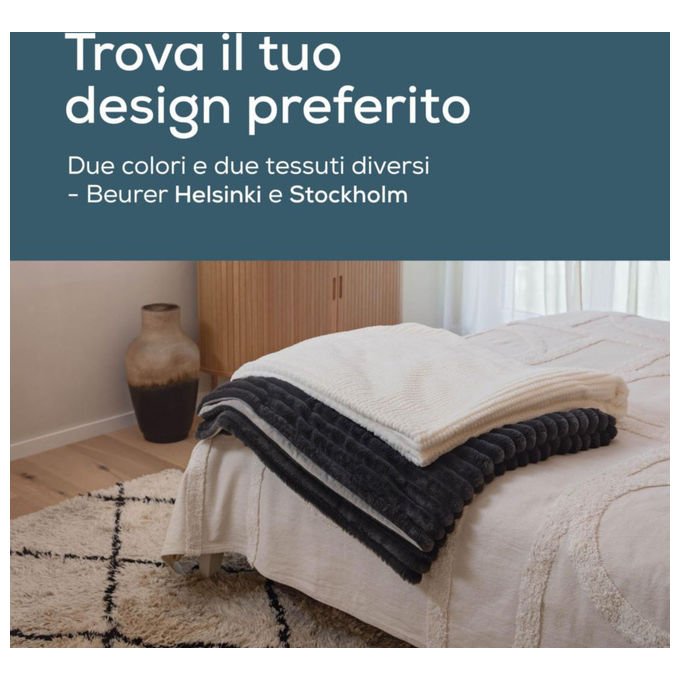 Beurer 40051 HD 82 Stockholm Coperta Termica 6 Livelli di Temperatura Spegnimento Automatico Protezione Surriscaldamento 130x180 cm colore Grigio