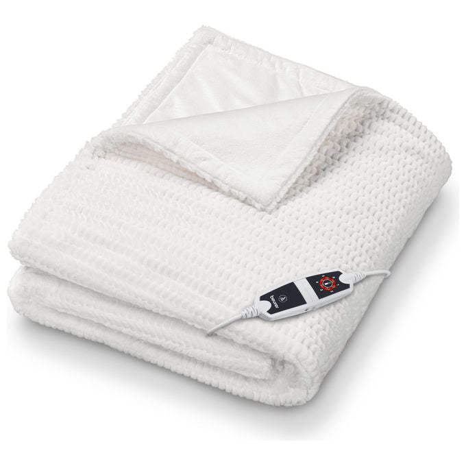 Beurer 40052 Termocoperta HD 82 Helsinki 6 livelli di temperatura spegnimento automatico dopo 3 ore materiale super morbido colore Bianco