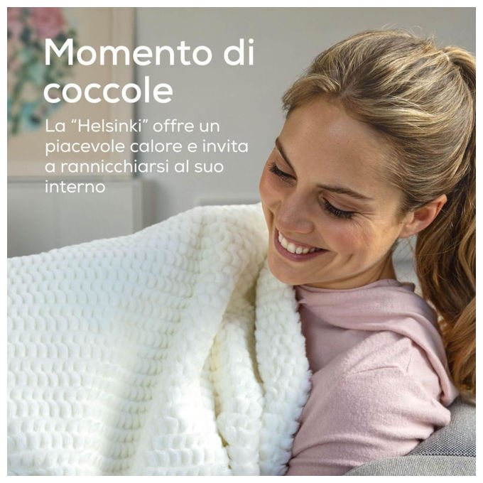 Beurer 40052 Termocoperta HD 82 Helsinki 6 livelli di temperatura spegnimento automatico dopo 3 ore materiale super morbido colore Bianco