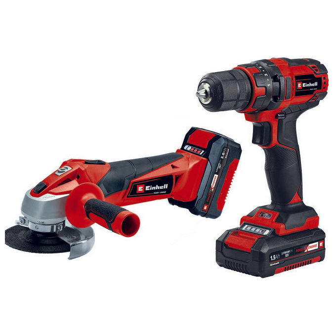 Einhell Set Smerigliatrice e Trapano Avvitatore a Batteria Tc-Tk 18 Li Kit