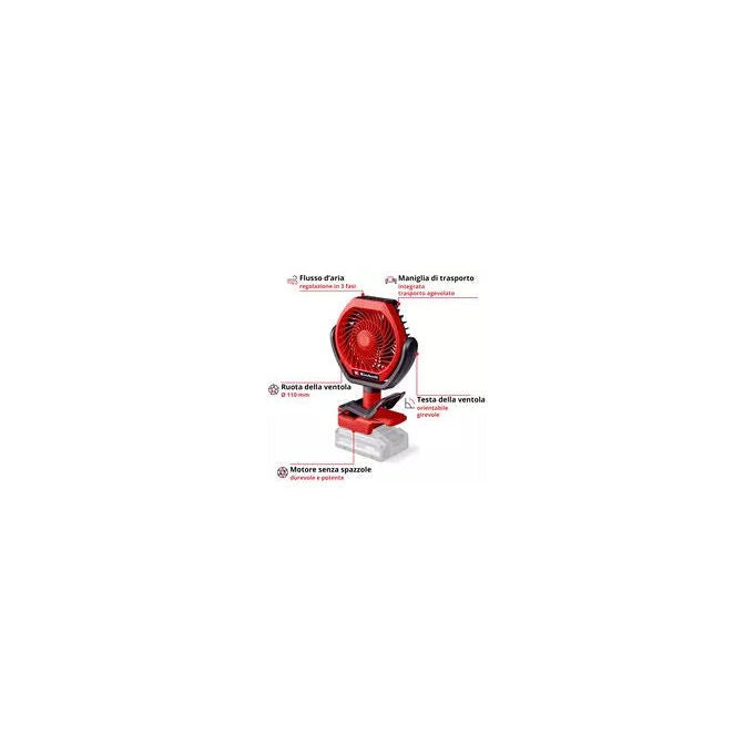 Einhell 3408061 GC-CF 18-110 Li-Solo Ventilatore a batteria 18 V Power X-Change motore Brushless 3 velocita' 110 mm colore Nero