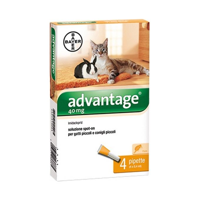 Advantix Advantage Soluzione Spot On per Gatti e Conigli Piccoli 40mg Confezione 4 Pezzi