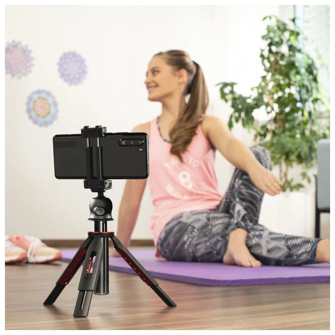 Hama 00004679 Solid 80 Ball Treppiede per Smartphone e Fotocamera Digitale Altezza Max 80 cm con Testa a Sfera e Bluetooth 5.3 colore Nero