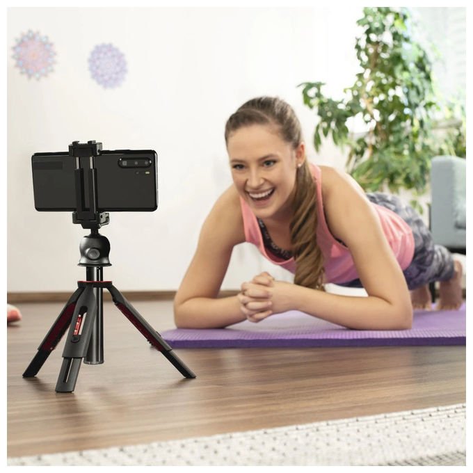 Hama 00004679 Solid 80 Ball Treppiede per Smartphone e Fotocamera Digitale Altezza Max 80 cm con Testa a Sfera e Bluetooth 5.3 colore Nero