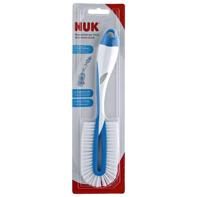 NUK Spazzola per Biberon Twist con Setole in Nylon e Manico Ergonomico per Pulizia Completa e Rapida Asciugatura