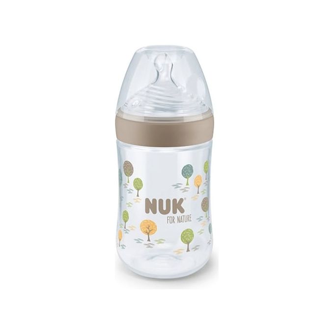 NUK for Nature - Biberon 260 ml Silicone 6-18 mesi con Indicatore di Temperatura e Sistema Anti-Colica