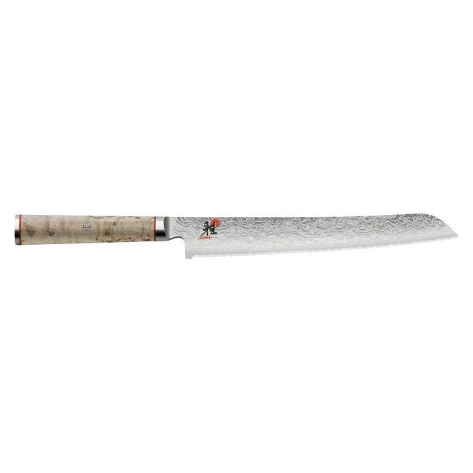 Miyabi 4009839295812 5000MCD Coltello da Pane Lama Seghettata 23 cm in Acciaio Damascato 100 Strati con Manico in Betulla Masur colore Nero