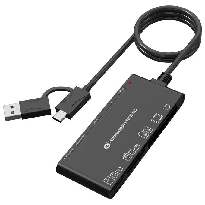 Conceptronic BIAN10B Lettore di schede 7 in 1 USB 3.2 Gen 1 2x SD 2x MicroSD MS CF xD colore Nero