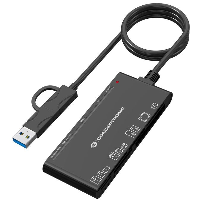 Conceptronic BIAN10B Lettore di schede 7 in 1 USB 3.2 Gen 1 2x SD 2x MicroSD MS CF xD colore Nero