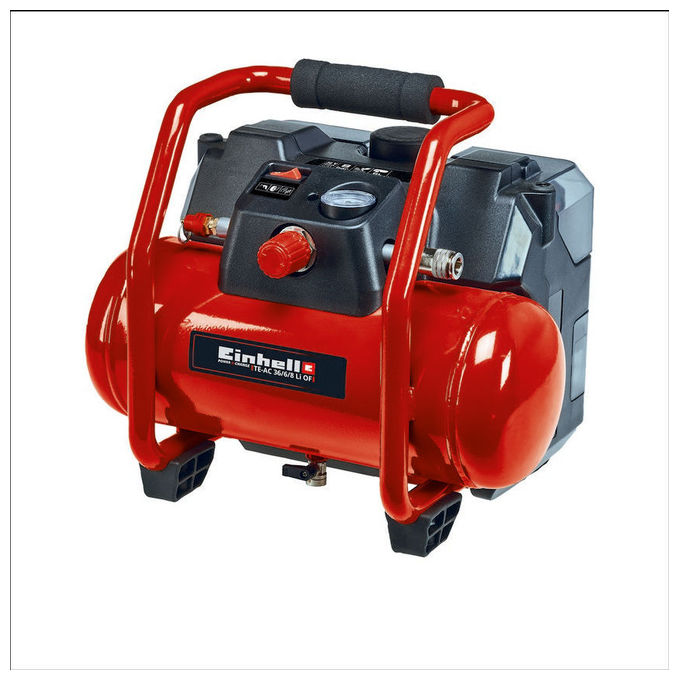 Einhell Compressore A Batteria Te-Ac 36-6-8 Li Serbatoio Da 6 Litri Motore Senza Olio Ideale Per Fai Da Te E Lavori Vari