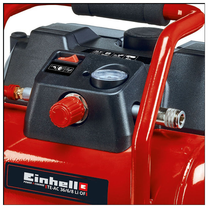 Einhell Compressore A Batteria Te-Ac 36-6-8 Li Serbatoio Da 6 Litri Motore Senza Olio Ideale Per Fai Da Te E Lavori Vari