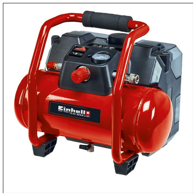 Einhell Compressore A Batteria Te-Ac 36-6-8 Li Serbatoio Da 6 Litri Motore Senza Olio Ideale Per Fai Da Te E Lavori Vari