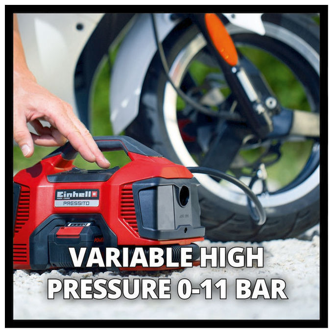 Einhell Compressore Ibrido Pressito 4020460 per Gonfiaggio Pneumatici e Materassi con Batteria e Cavo di Alimentazione