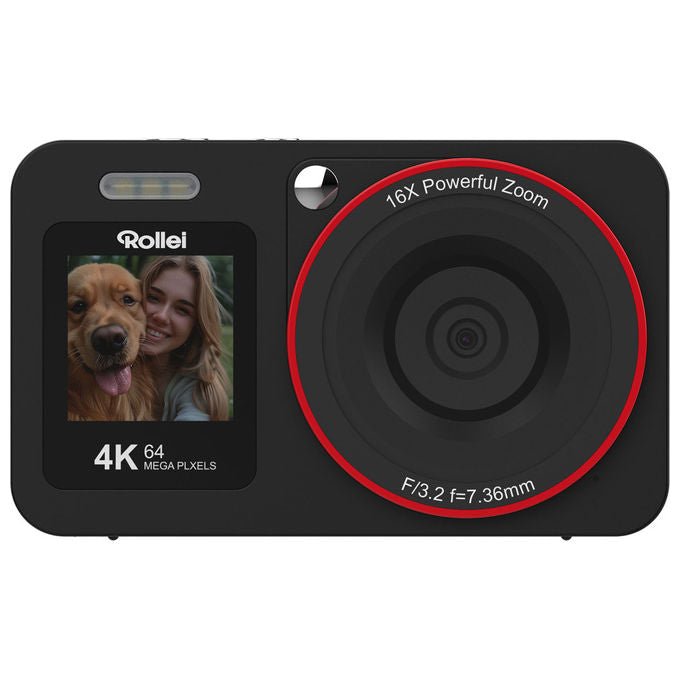 Rollei 12030 Compactline 12030 Fotocamera compatta 64 MP Doppio schermo 4K colore Nero