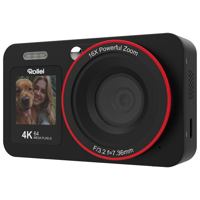 Rollei 12030 Compactline 12030 Fotocamera compatta 64 MP Doppio schermo 4K colore Nero