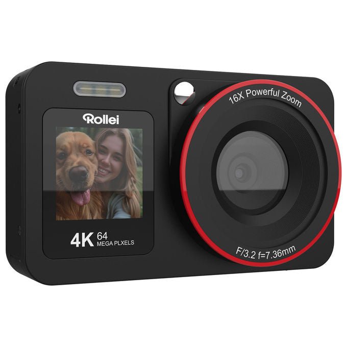 Rollei 12030 Compactline 12030 Fotocamera compatta 64 MP Doppio schermo 4K colore Nero
